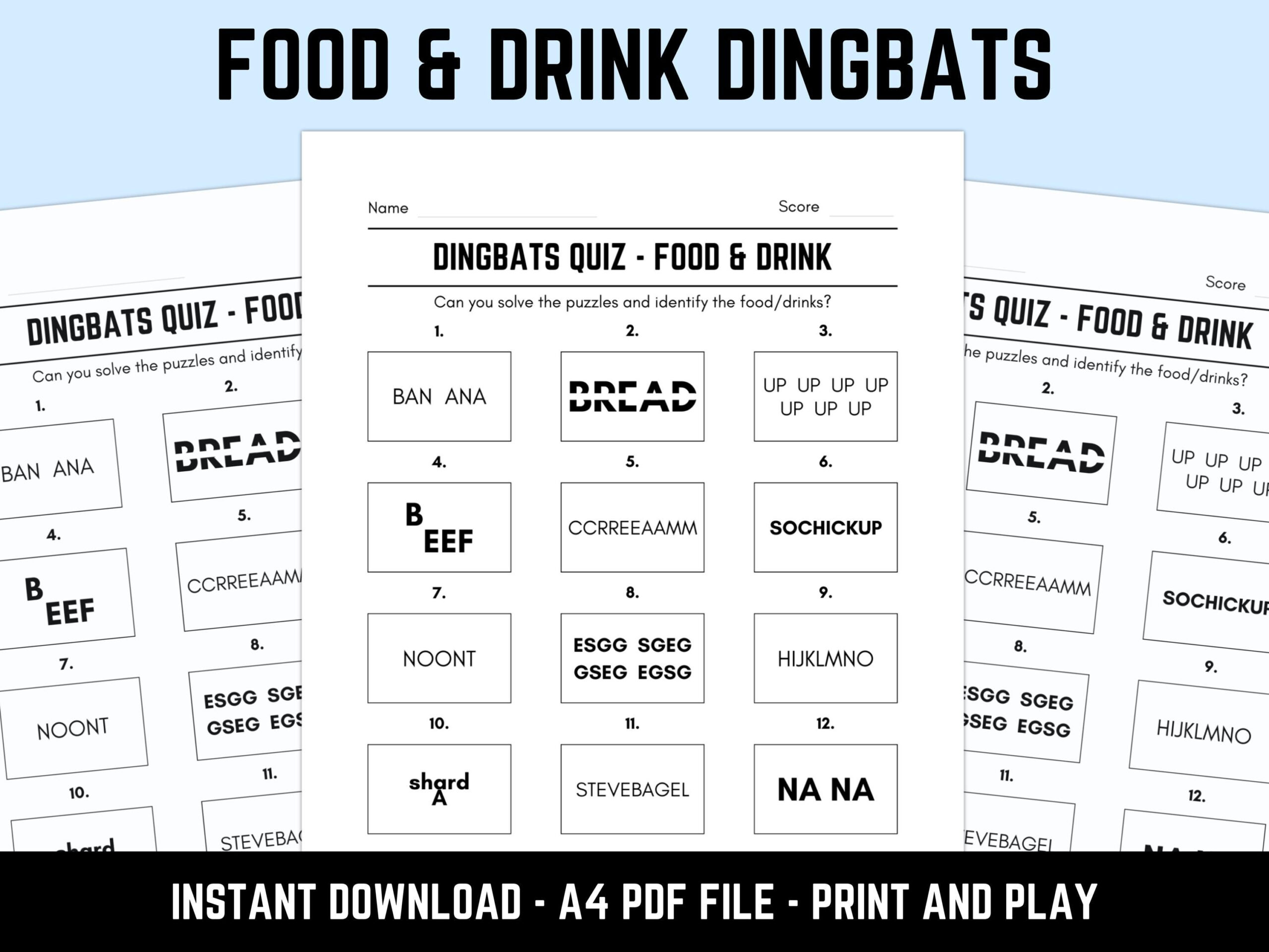 Quiz Downloads Dingbats - Etsy inside Dingbats with Answers James