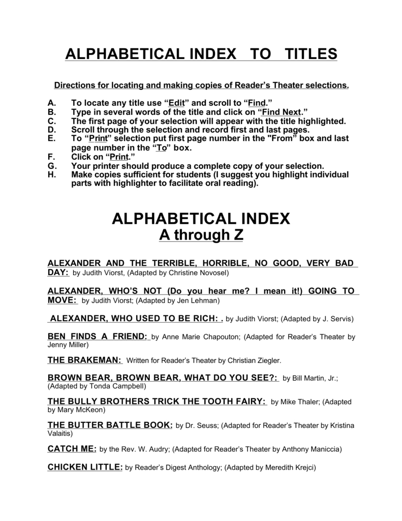 Reader&amp;#039;S Theater Script Index: A-Z Title Guide throughout Whatzit Puzzle Forgive Me Answers