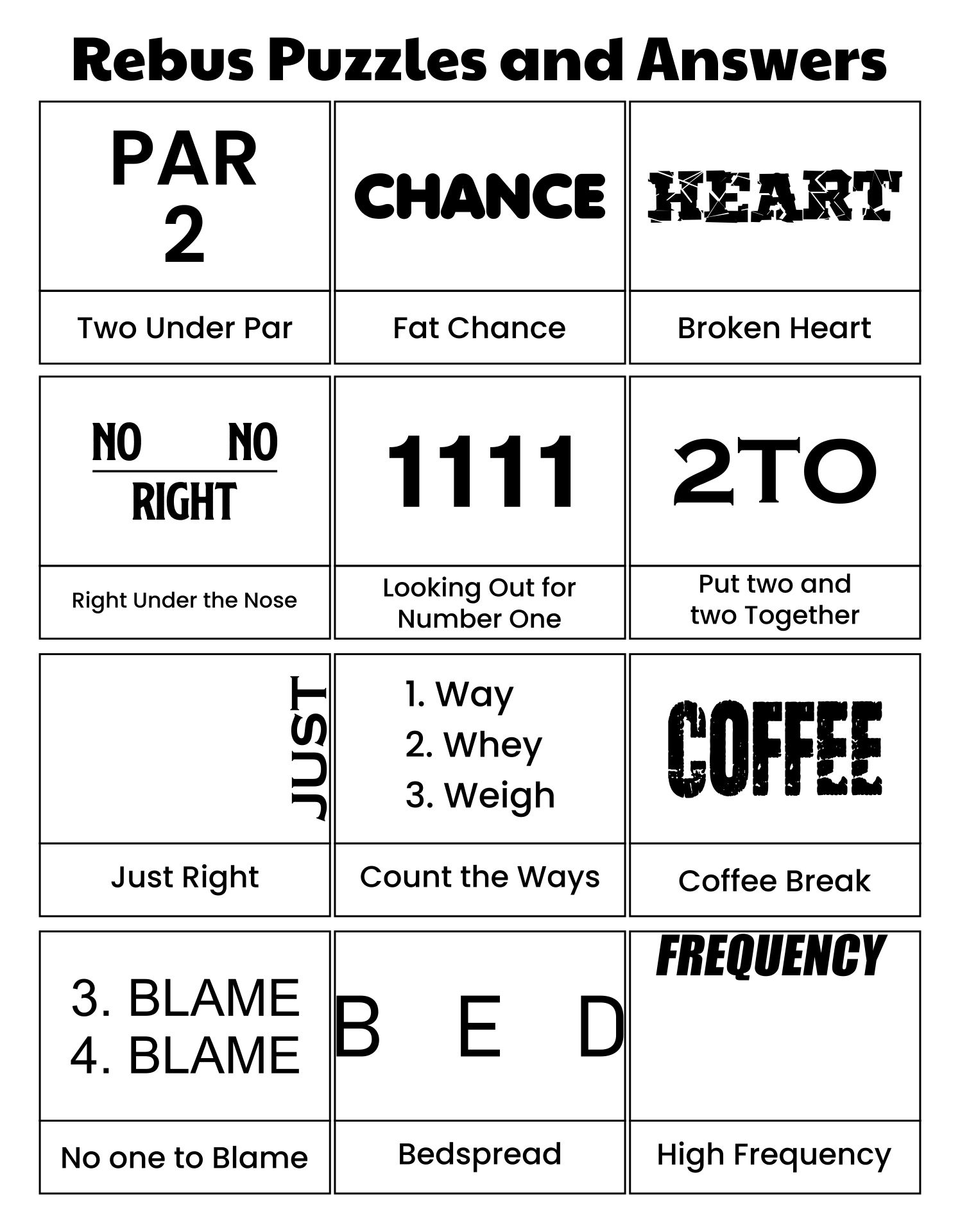 Rebus Puzzle Brain Teasers - 10 Free Pdf Printables | Printablee inside Hard Pictogram Puzzles With Answers Printable