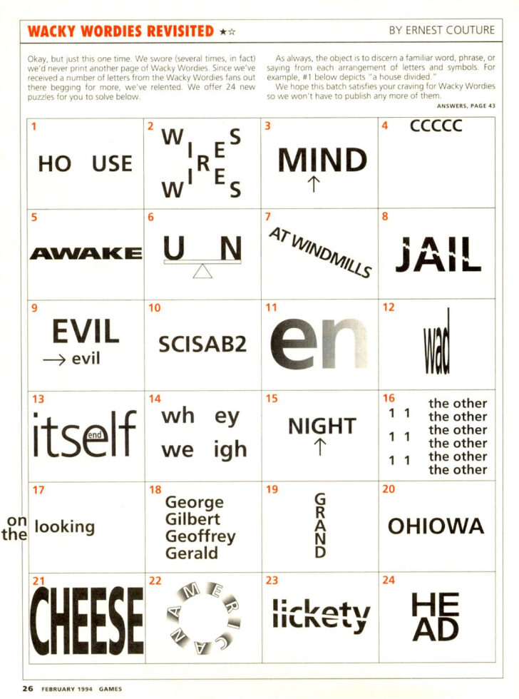 Wacky Words Solutions