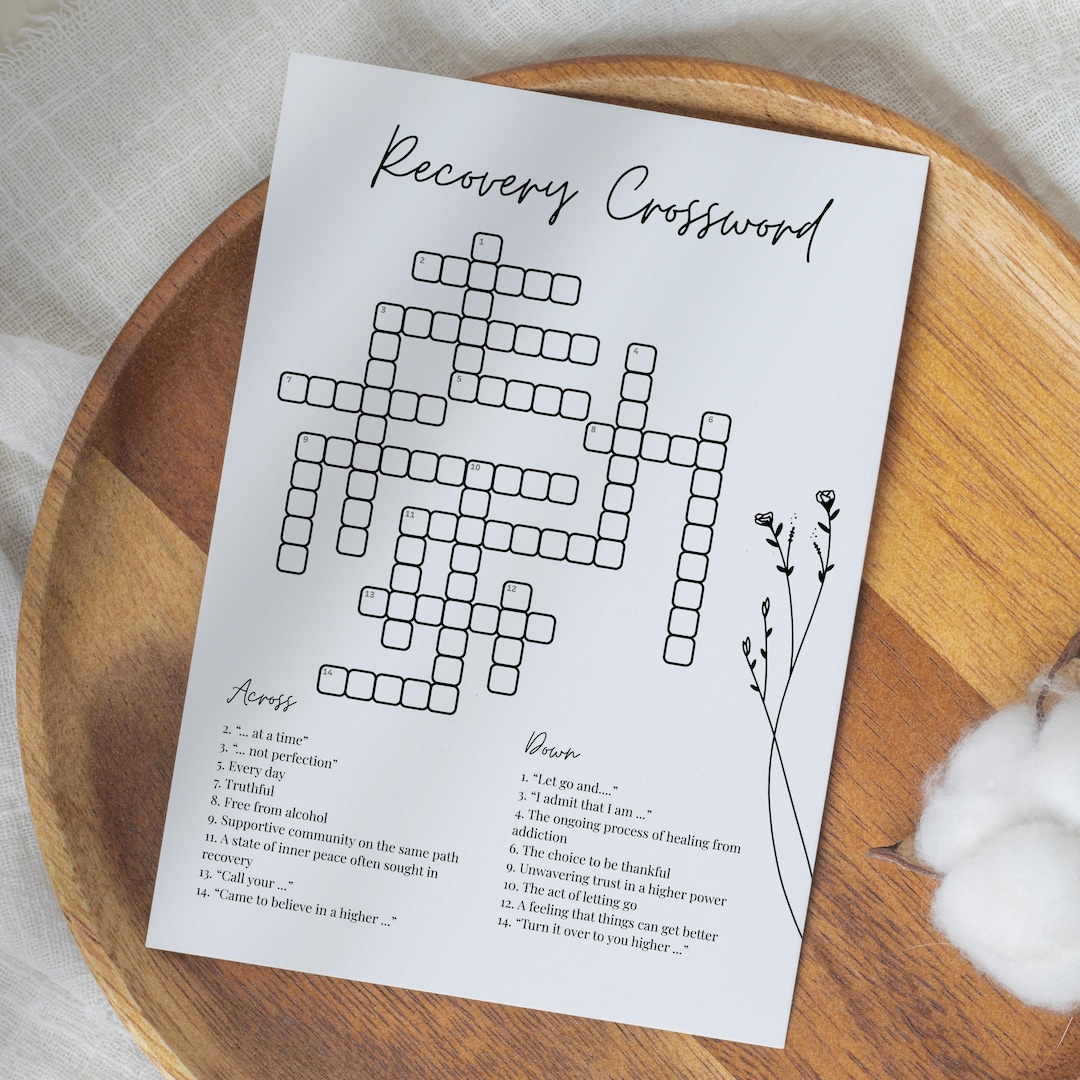 Recovery Crossword Game + Answer Key | 12 Steps Recovery Boredom for Recovery Crossword Printable With Answer Key