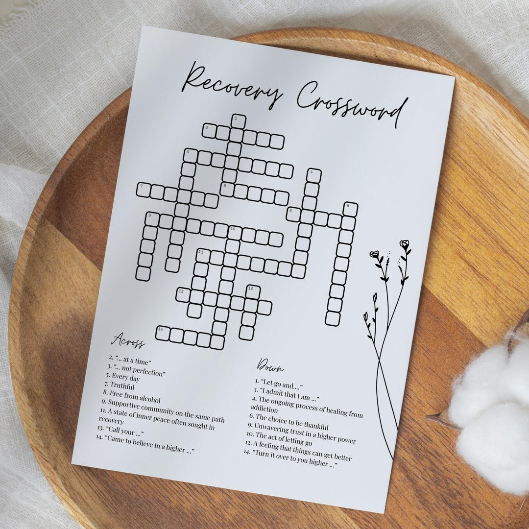 Recovery Crossword Game + Answer Key | 12 Steps Recovery Boredom regarding Recovery Crossword Puzzle