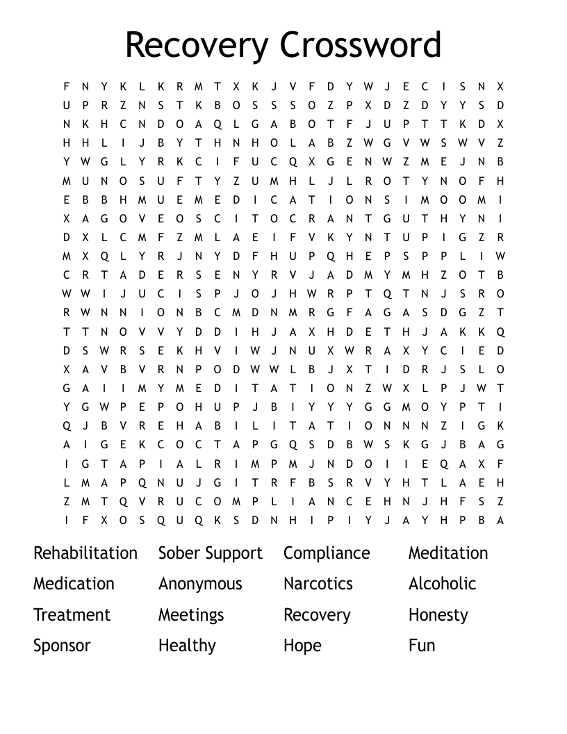 Recovery Crossword Word Search - Wordmint throughout Free Printable Recovery Crossword Puzzles