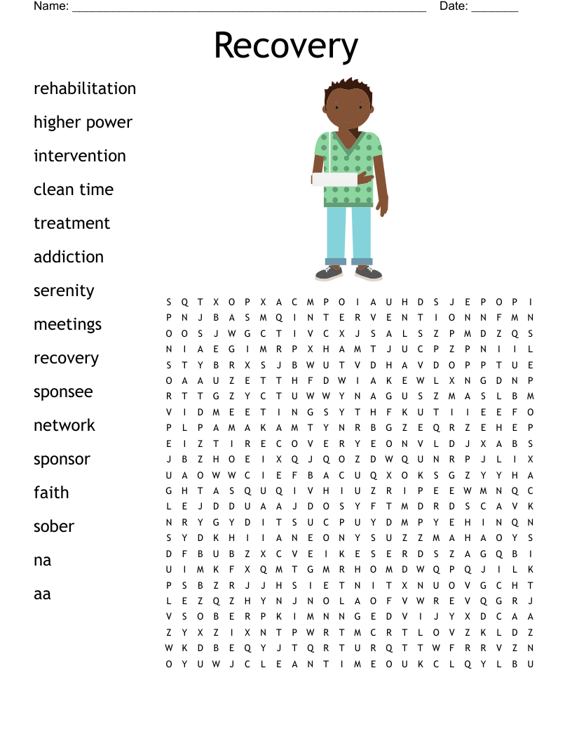 Recovery Word Search - Wordmint in Recovery Themed Crossword Puzzle