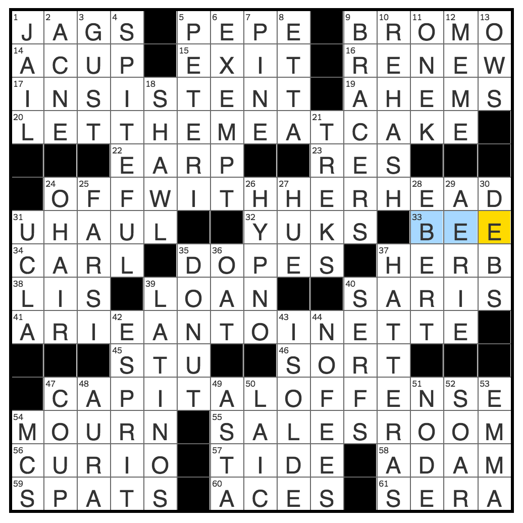 Rex Parker Does The Nyt Crossword Puzzle: Competitor Of Wisk / Mon with Printable La Crosswords May 2017