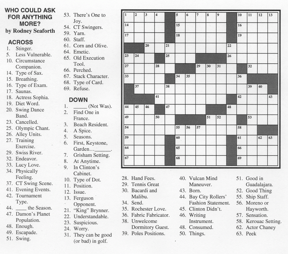 Rodney M. Seaforth: The Official Site regarding Chicago Suntimes Printable Crosswords