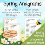Spring Anagrams | Printable Pdf In A4 | Answer Sheet Included Within Spring Anagram Puzzles For Adults