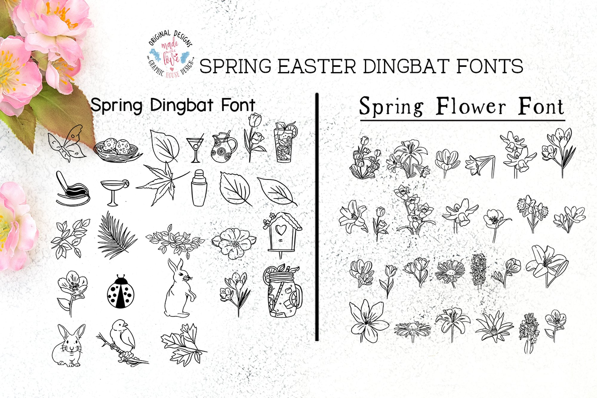 Spring And Easter Flowers Dingbat 2 Fonts in Easter Dingbat With Answers