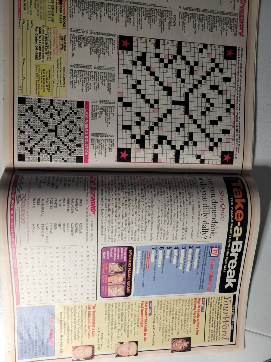 Star Magazine X3 Britney Spears 2002 !! Empty Crosswords in Star Magazine Giant Crossword December Issue