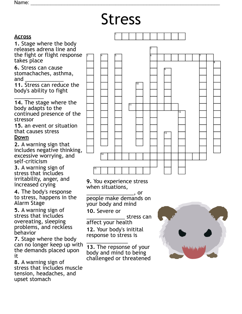 Stress Management Crossword - Wordmint with Free Stress Management Crossword Puzzle