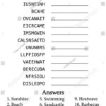 Summer Word Scramble Puzzle Fun Educational Stock Vector (Royalty In Summer Adult Anagram Puzzle Free Printable