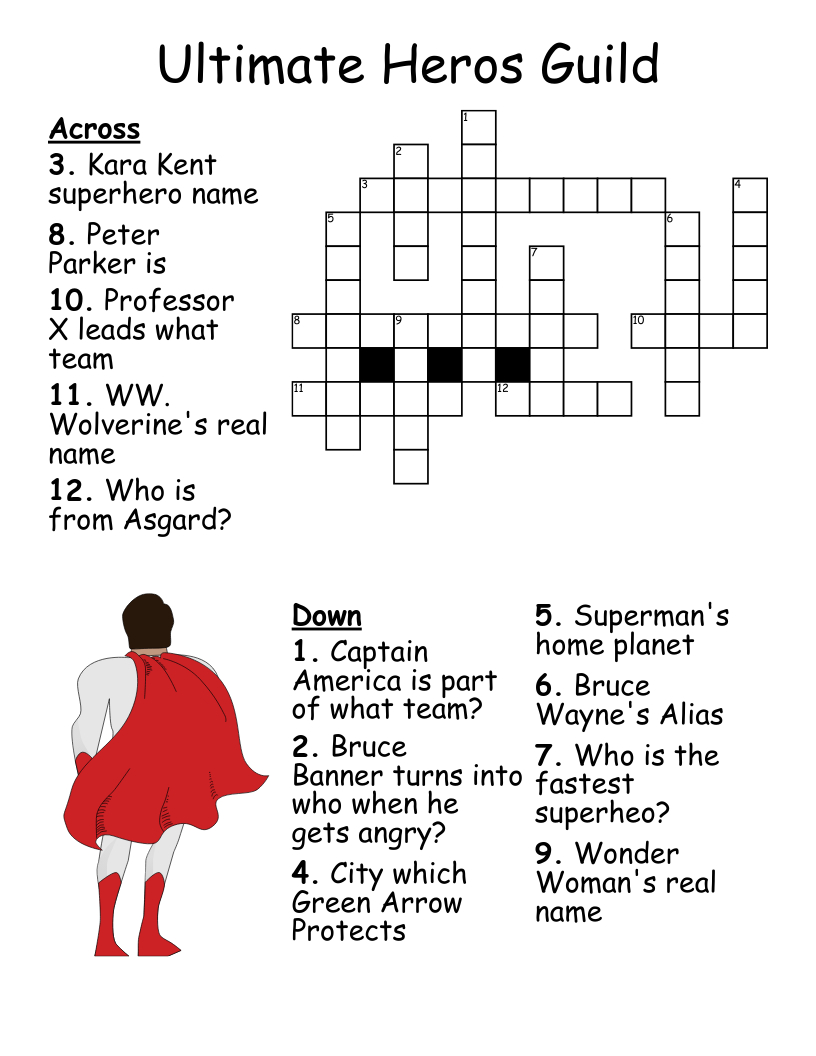 Super Heroes Crossword - Wordmint throughout Easy Superhero Crossword Puzzles