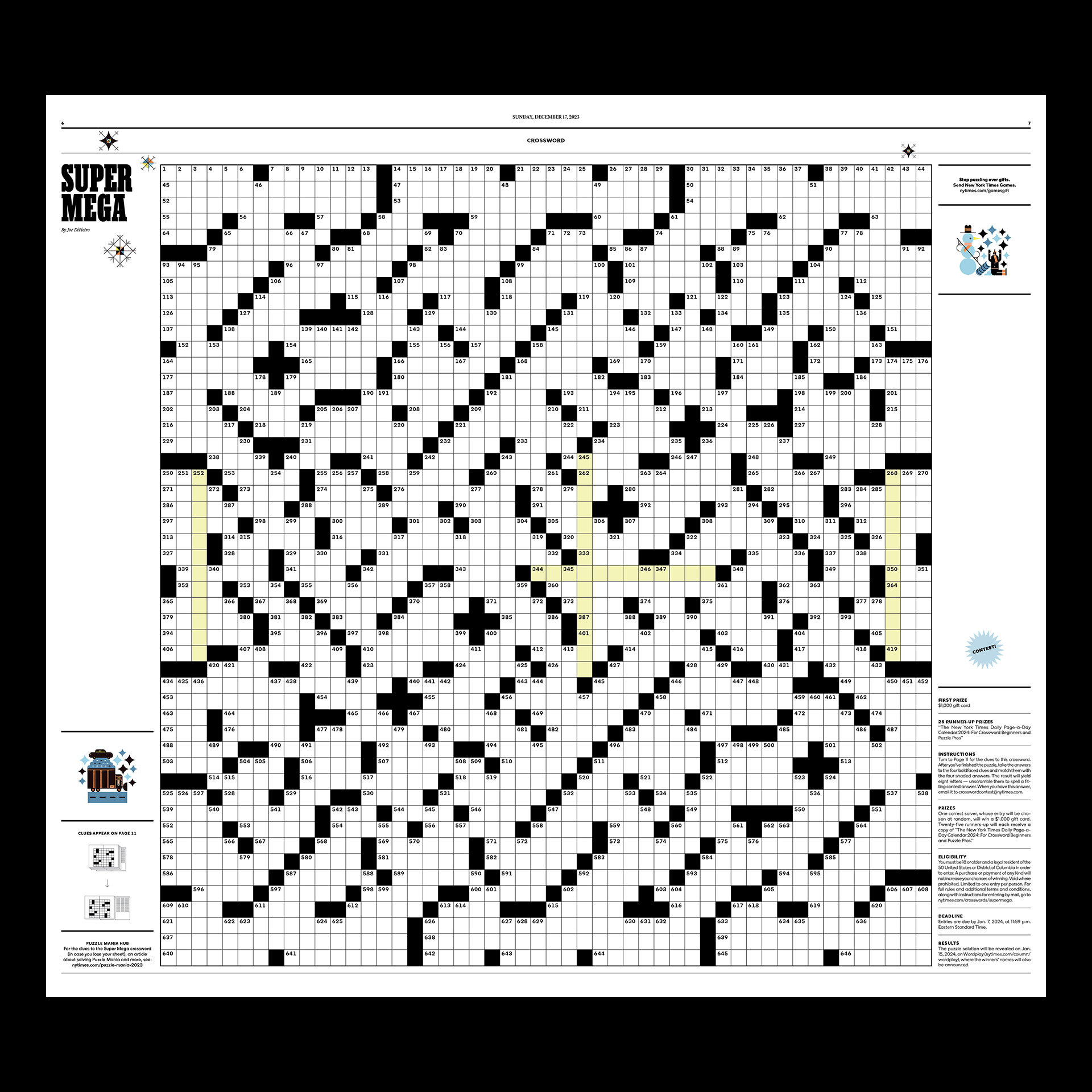 Super Mega 2023 Clues - The New York Times intended for Star Magazine Giant Crossword December Issue