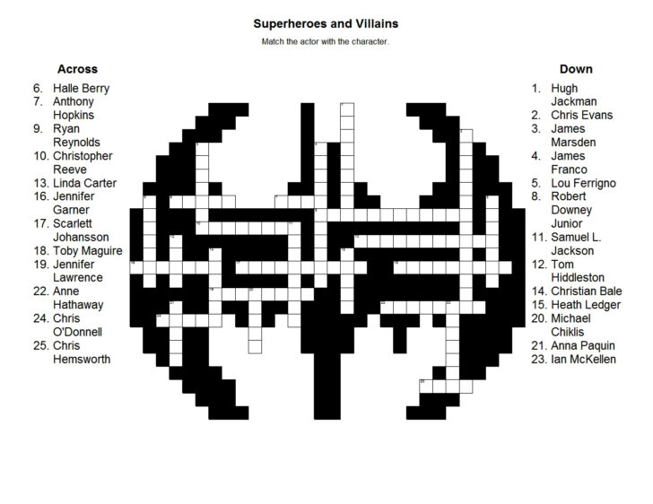 Superhero Crossword Puzzles