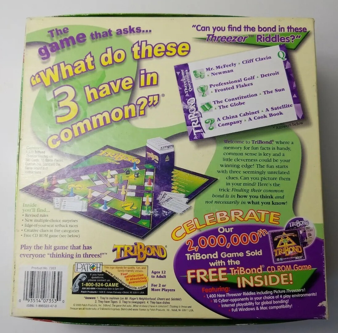 Tribond Board Game Diamond Edition 2000 Patch Products Family Fun pertaining to Tribond Puzzle 190