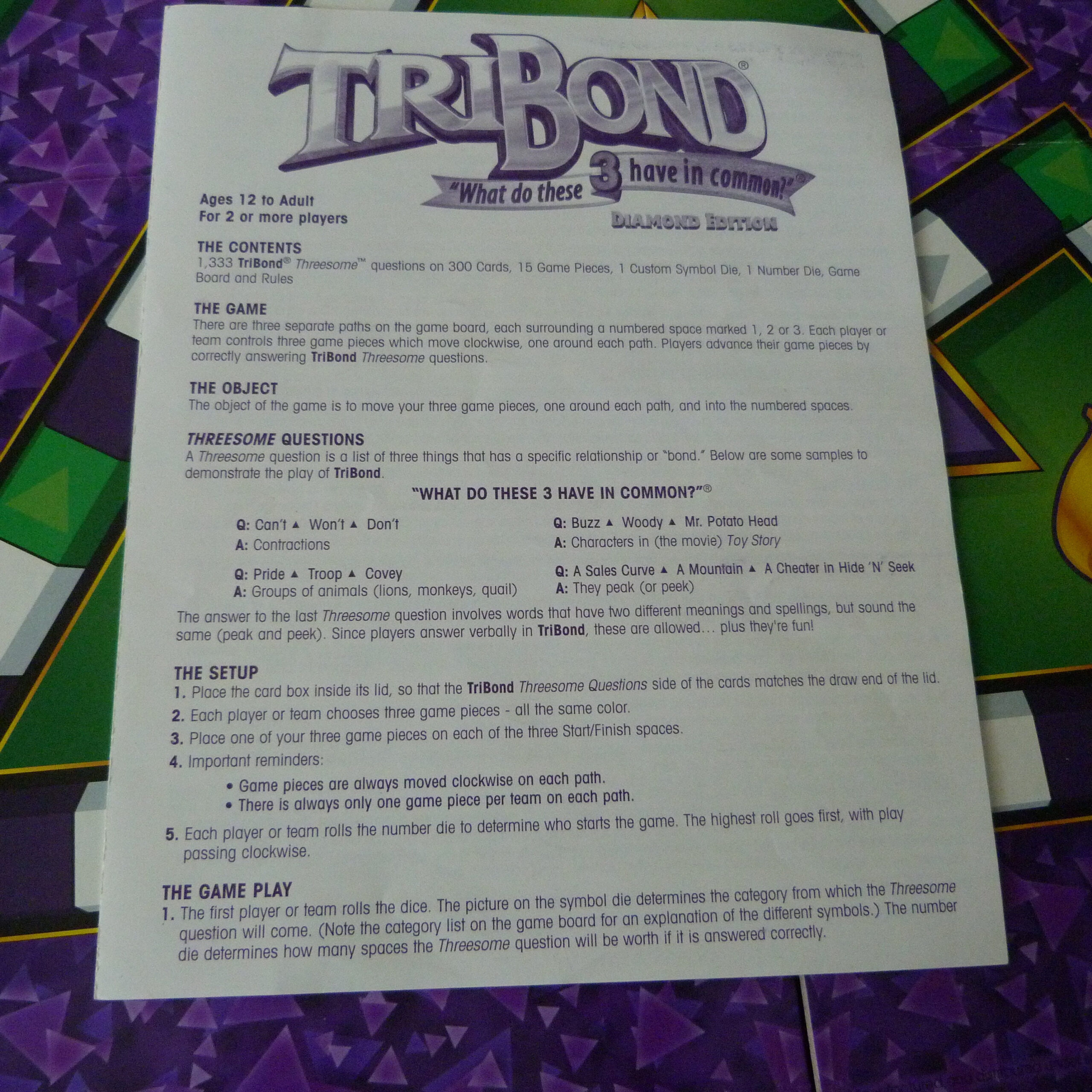 Tribond Diamond Editioni, Tribond Game, Tri Bond Board Game, Patch intended for List Of Tribonds Printable