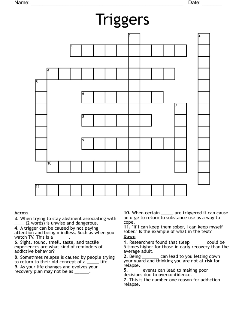 Triggers Crossword - Wordmint with regard to Crosswords About Recovery With Answers