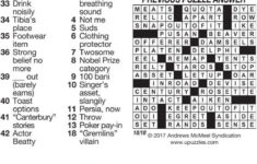 Universal Crossword Puzzle Corrected regarding Timothy Parker Crossword Puzzles Printable