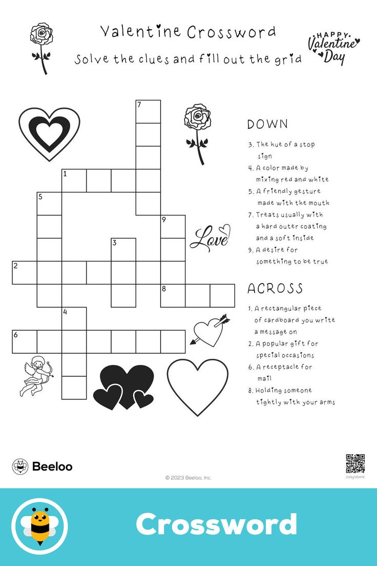 Valentine Crossword Puzzle in Hard Valentine Crossword Puzzle