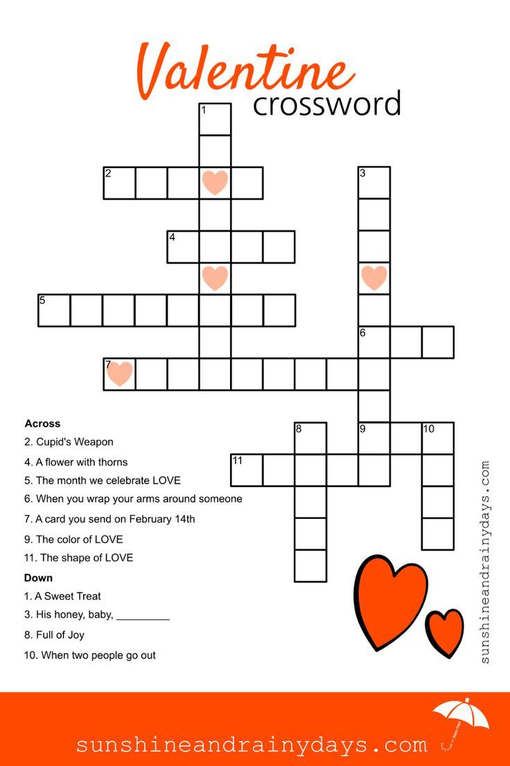 Valentine Crossword Puzzle within Valentine Crossword Puzzle For Adults
