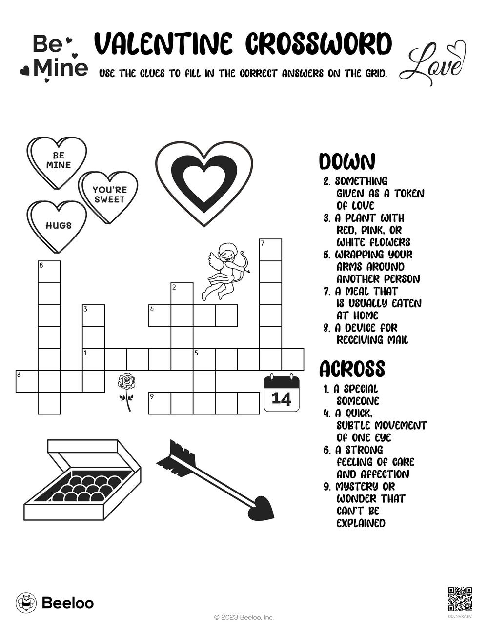 Valentine-Themed Crossword Puzzles • Beeloo Printable Crafts And for Hard Valentine Crossword Puzzle