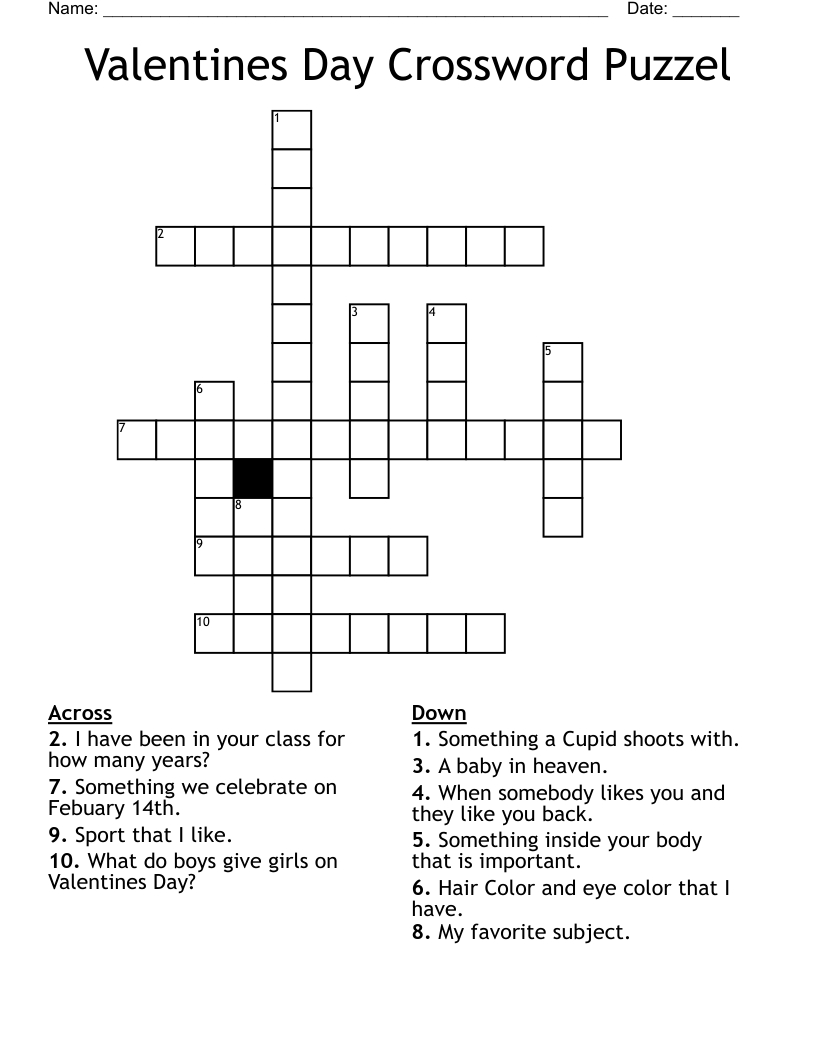 Valentines Day Crossword Puzzel - Wordmint regarding Hard Valentine Crossword Puzzle