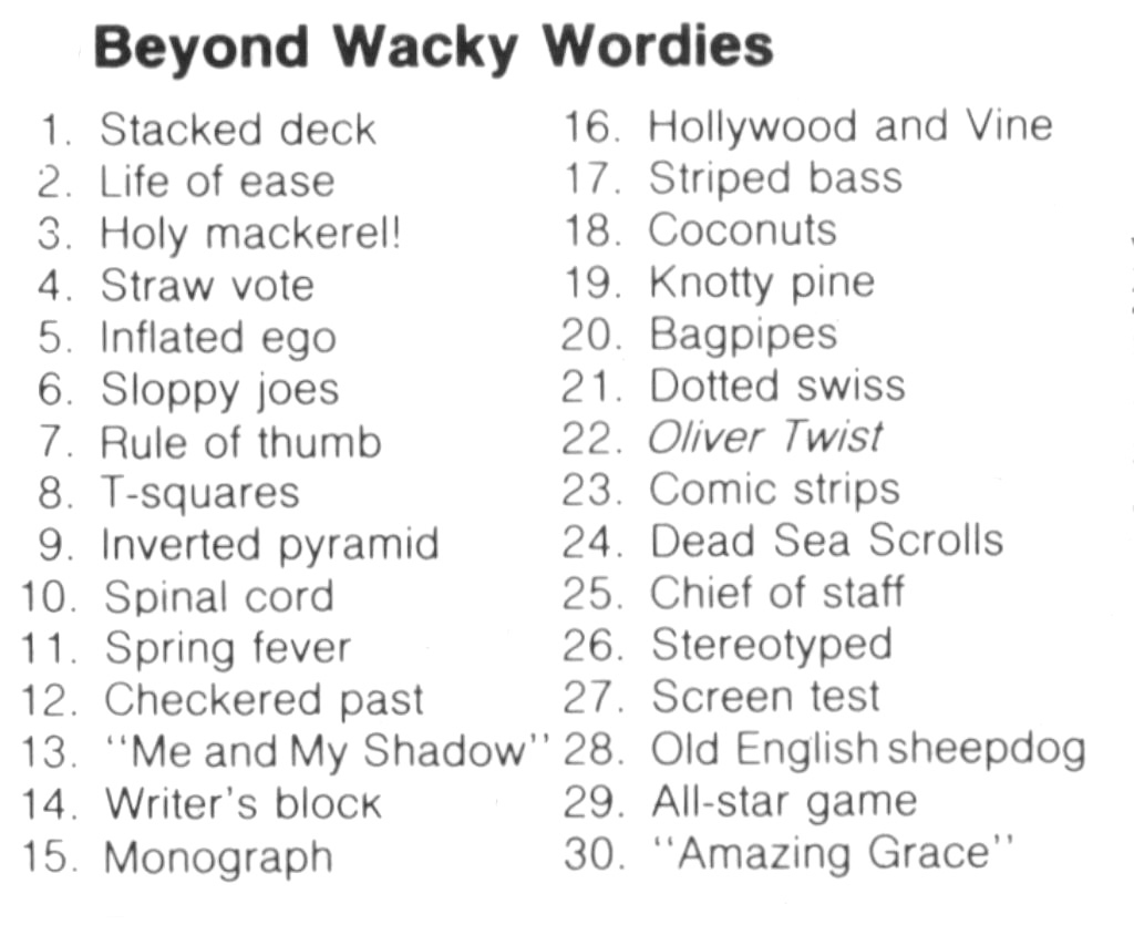 Wackie Wordies #61 with Wacky Wordies Revisited Answers