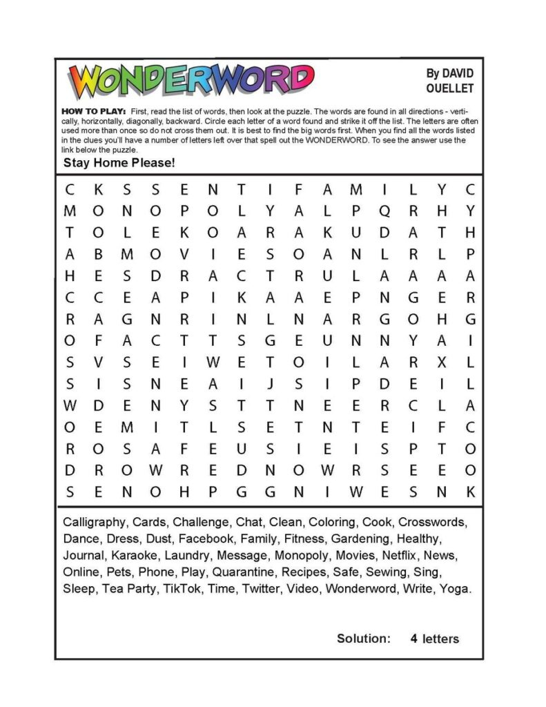 Wonderword Puzzles Printable - Printable Party Favors within Wonderword Today’s Puzzle Printable