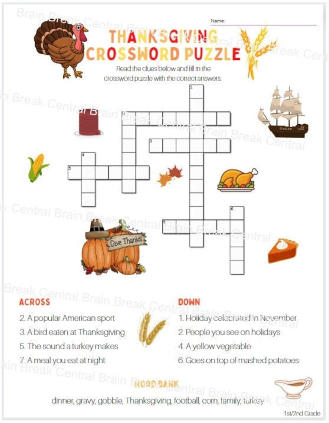 1st grade thanksgiving crossword puzzle with word bank and answer in thanksgiving crossword puzzle worksheet answer key 1St Grade Thanksgiving Crossword Puzzle With Word Bank And Answer in Thanksgiving Crossword Puzzle Worksheet Answer Key