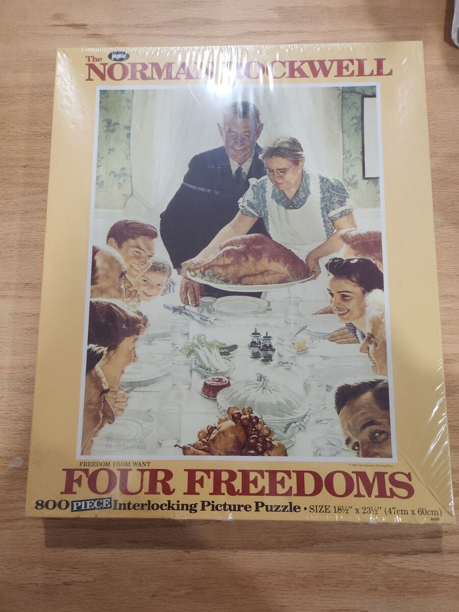 800 Piece Puzzle Norman Rockwell Four Freedoms Thanksgiving 18.5 throughout Norman Rockwell Thanksgiving Jigsaw Puzzle