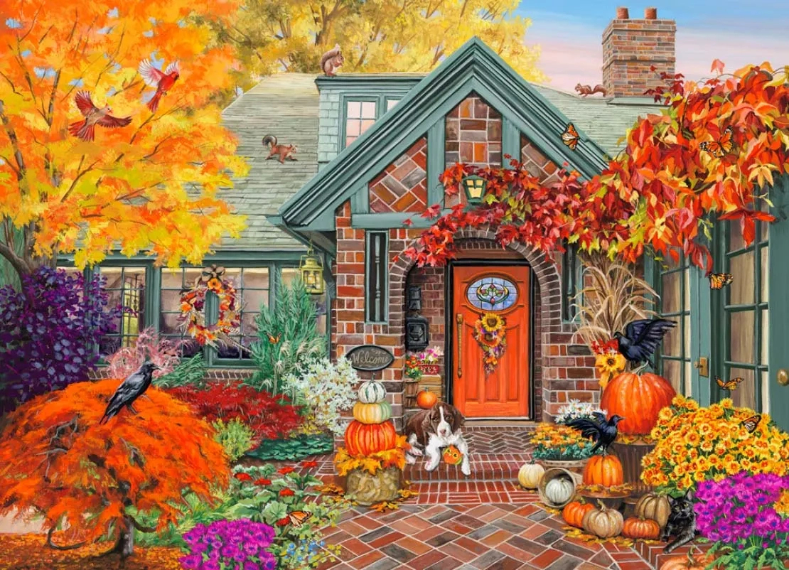 Autumn Welcome - 1000 Piece Jigsaw Puzzlevermont Christmas throughout Thanksgiving 1000 Piece Puzzle