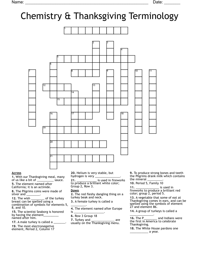 chemistry thanksgiving terminology crossword wordmint inside thanksgiving element puzzle Chemistry & Thanksgiving Terminology Crossword - Wordmint inside Thanksgiving Element Puzzle