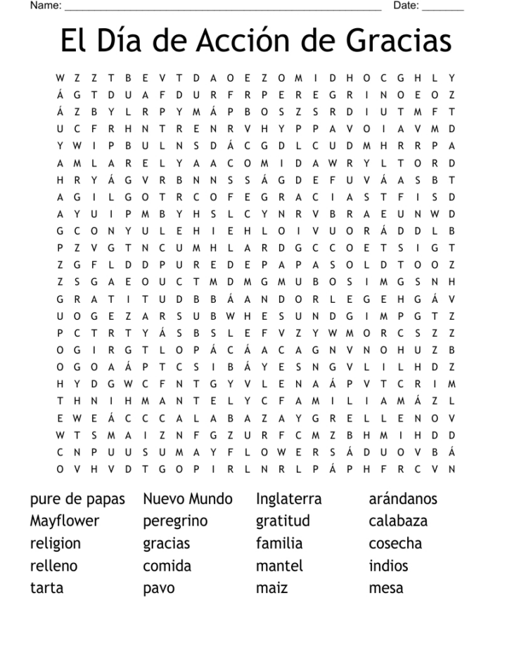 Spanish Thanksgiving Crossword Puzzle Answers Spanish Thanksgiving Crossword Puzzle Answers
