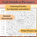 Fall Hidden Objects Coloring Puzzle Poster, Thanksgiving Search With Regard To Thanksgiving Hidden Picture Puzzle