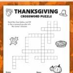 Free Printable Thanksgiving Crossword Puzzle   Pjs And Paint Regarding First Thanksgiving Foods Crossword Puzzle Answer Key