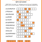 Free Printable Thanksgiving Word Scramble For Puzzles To Print Thanksgiving Word Scramble Answers