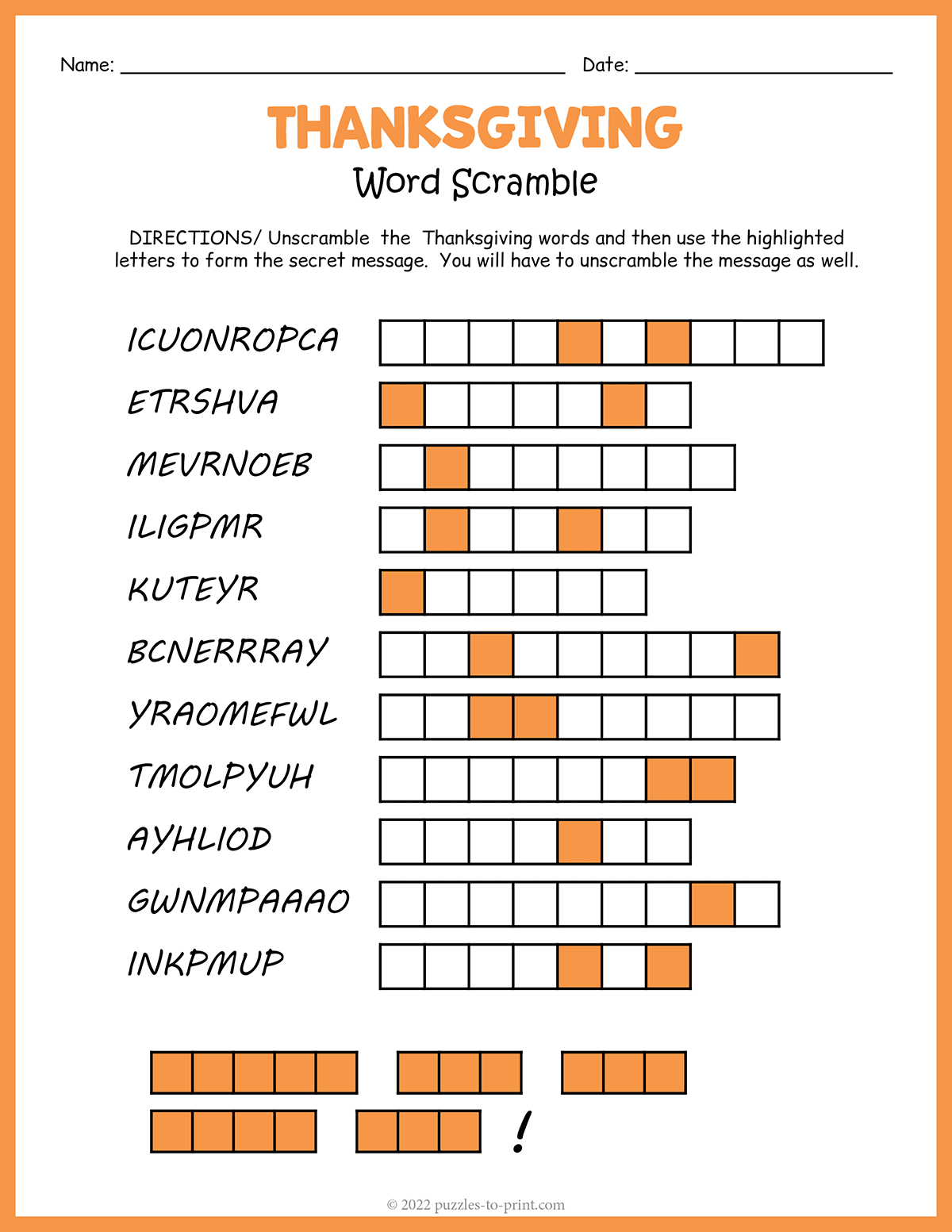 Free Printable Thanksgiving Word Scramble within Thanksgiving Word Scramble Puzzles To Print