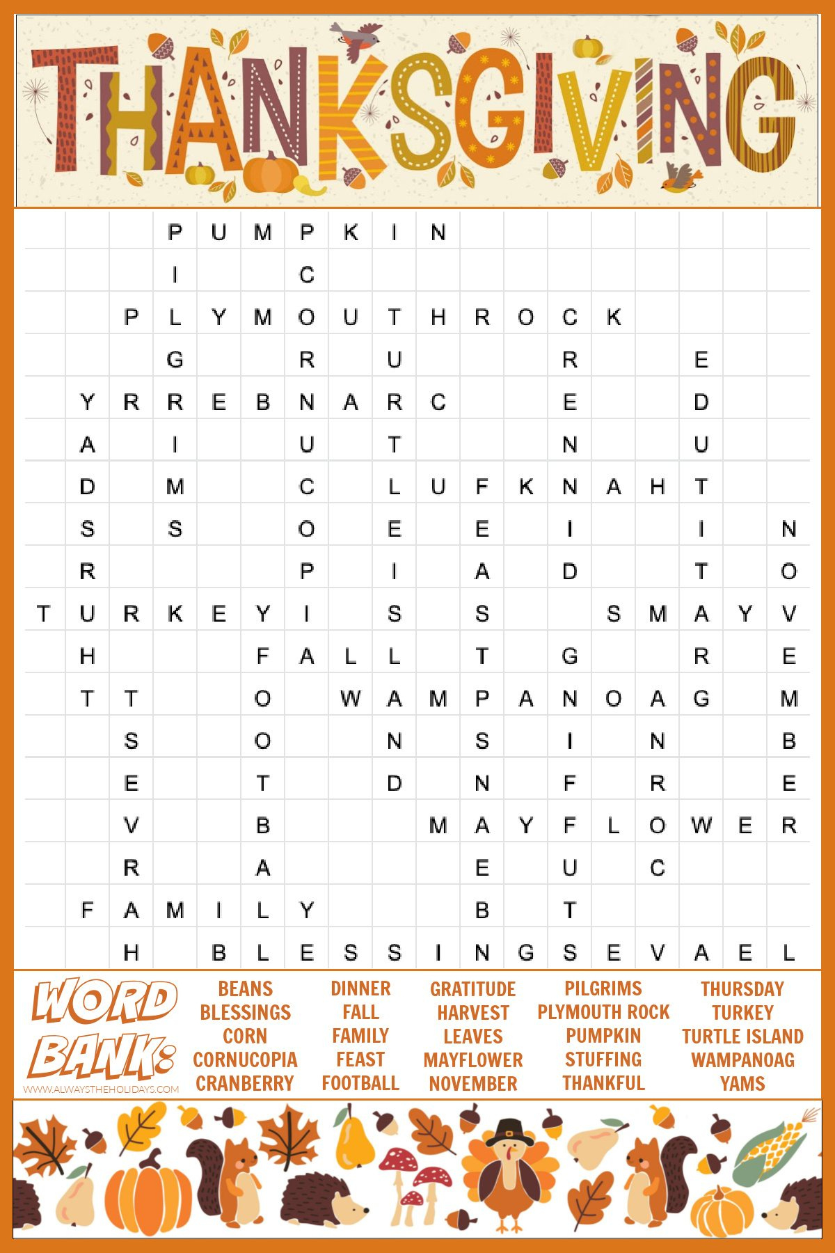 free thanksgiving word search printable with answers included with free thanksgiving word puzzles Free Thanksgiving Word Search Printable - With Answers Included with Free Thanksgiving Word Puzzles