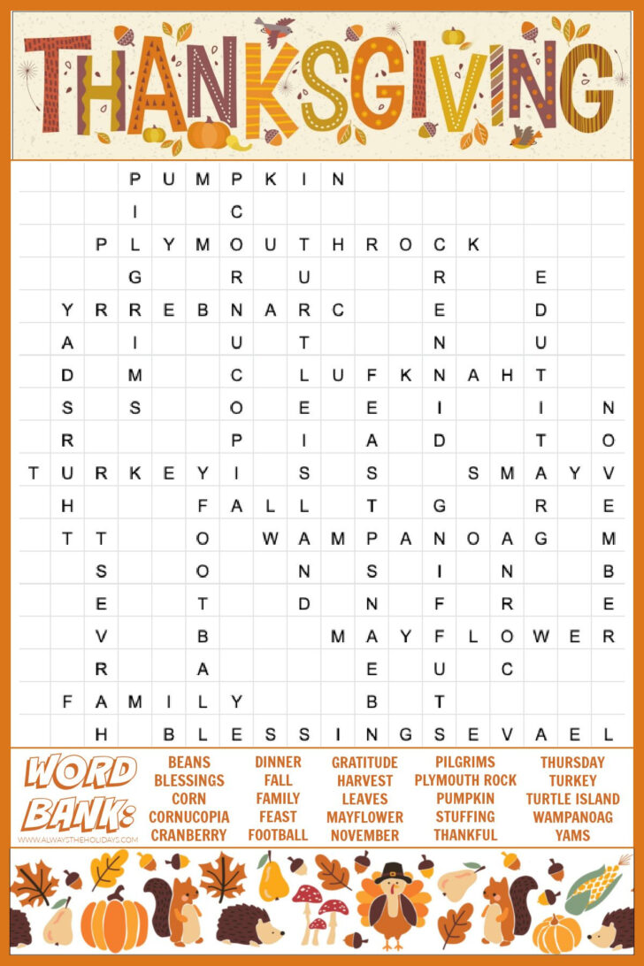 Thanksgiving Crossword Puzzles Hard Thanksgiving Crossword Puzzles Hard