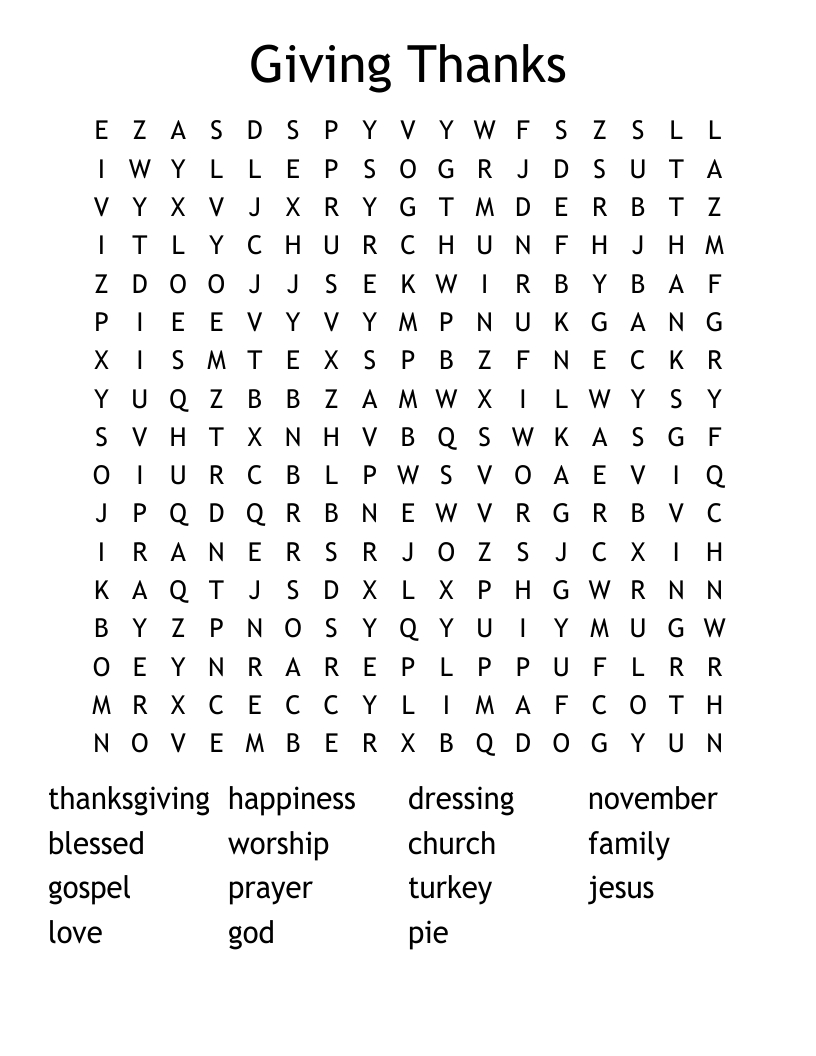 giving thanks word search wordmint intended for christian thanksgiving puzzles Giving Thanks Word Search - Wordmint intended for Christian Thanksgiving Puzzles