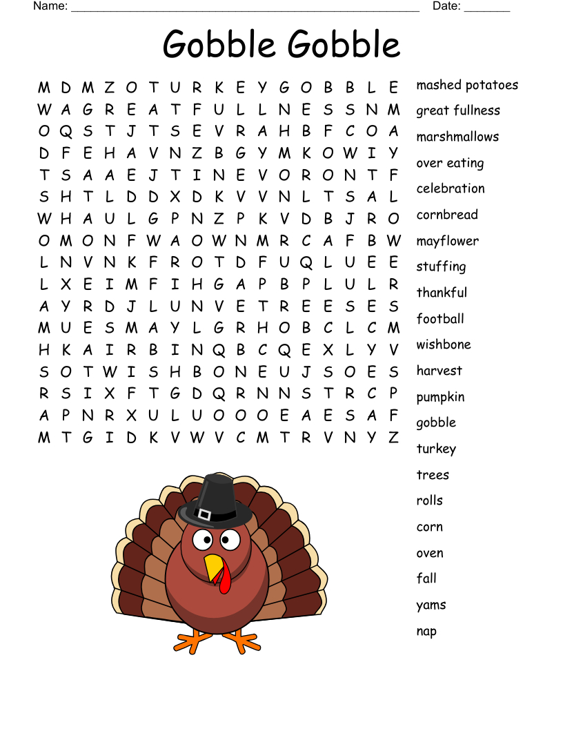 gobble til you wobble word search wordmint inside gobble til you wobble thanksgiving crossword puzzle answers Gobble 'Til You Wobble Word Search - Wordmint inside Gobble Til You Wobble Thanksgiving Crossword Puzzle Answers