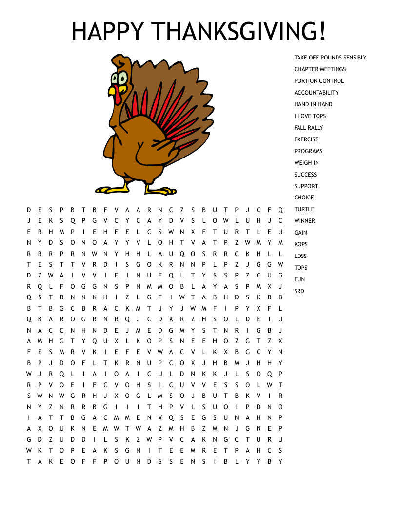 Happy Thanksgiving! Word Search - Wordmint with regard to Happy Thanksgiving Puzzle