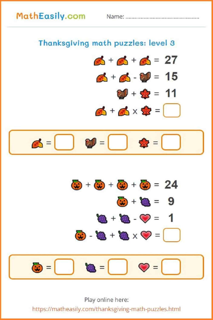 Thanksgiving Math Puzzle