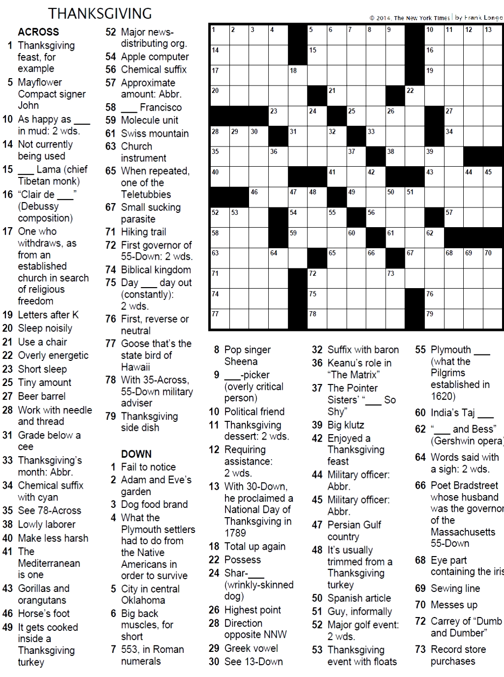 media crossword puzzle the exponent for new york times thanksgiving crossword puzzle Media: Crossword Puzzle – The Exponent for New York Times Thanksgiving Crossword Puzzle