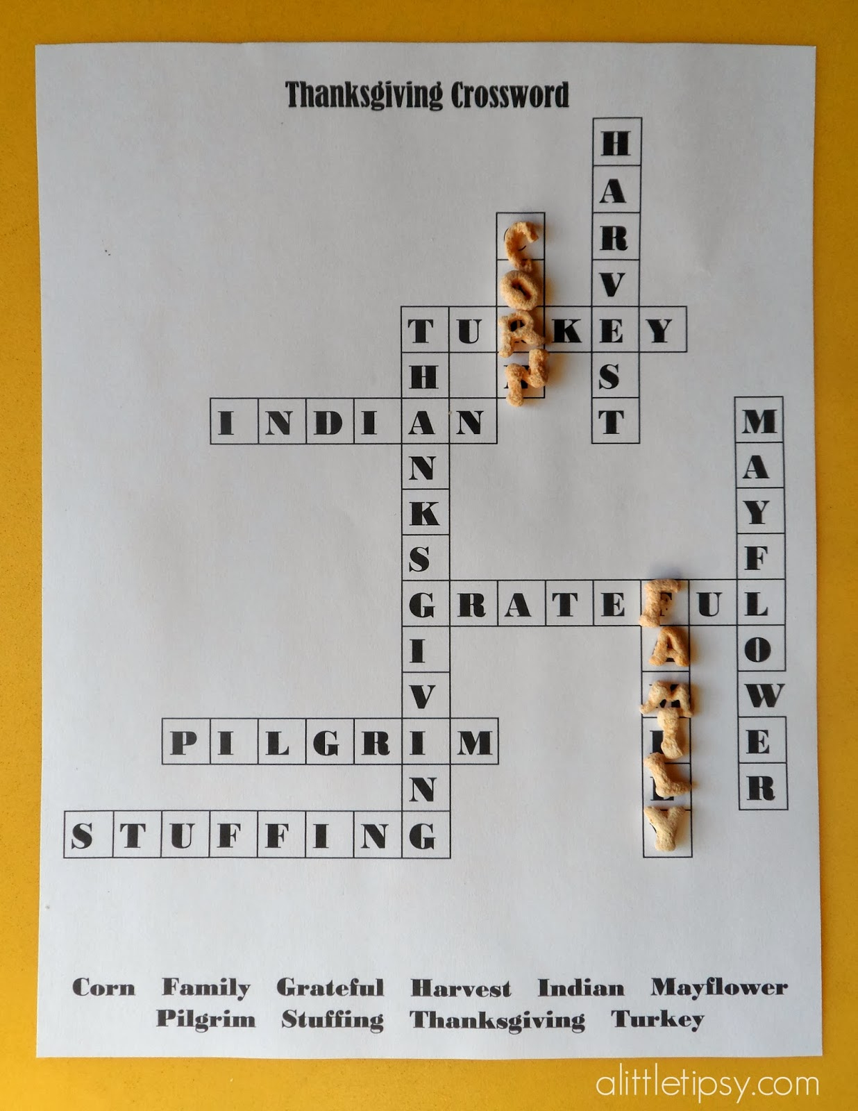 Printable Thanksgiving Crossword For Kids - A Little Tipsy for Answer Key Thanksgiving Crossword Puzzle Answers