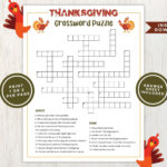 Printable Thanksgiving Crossword Puzzle For Kids And Adults For Thanksgiving Printable Crossword Puzzles