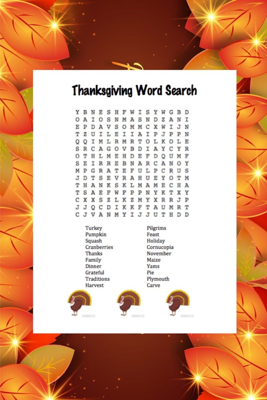 Printable Thanksgiving Word Search Puzzle - Jinxy Kids in Thanksgiving A Massive Word Search Puzzle