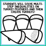 Solving Multi Step Inequalities Turkey Craft   Classful Regarding Thanksgiving Solving Inequalities Puzzle