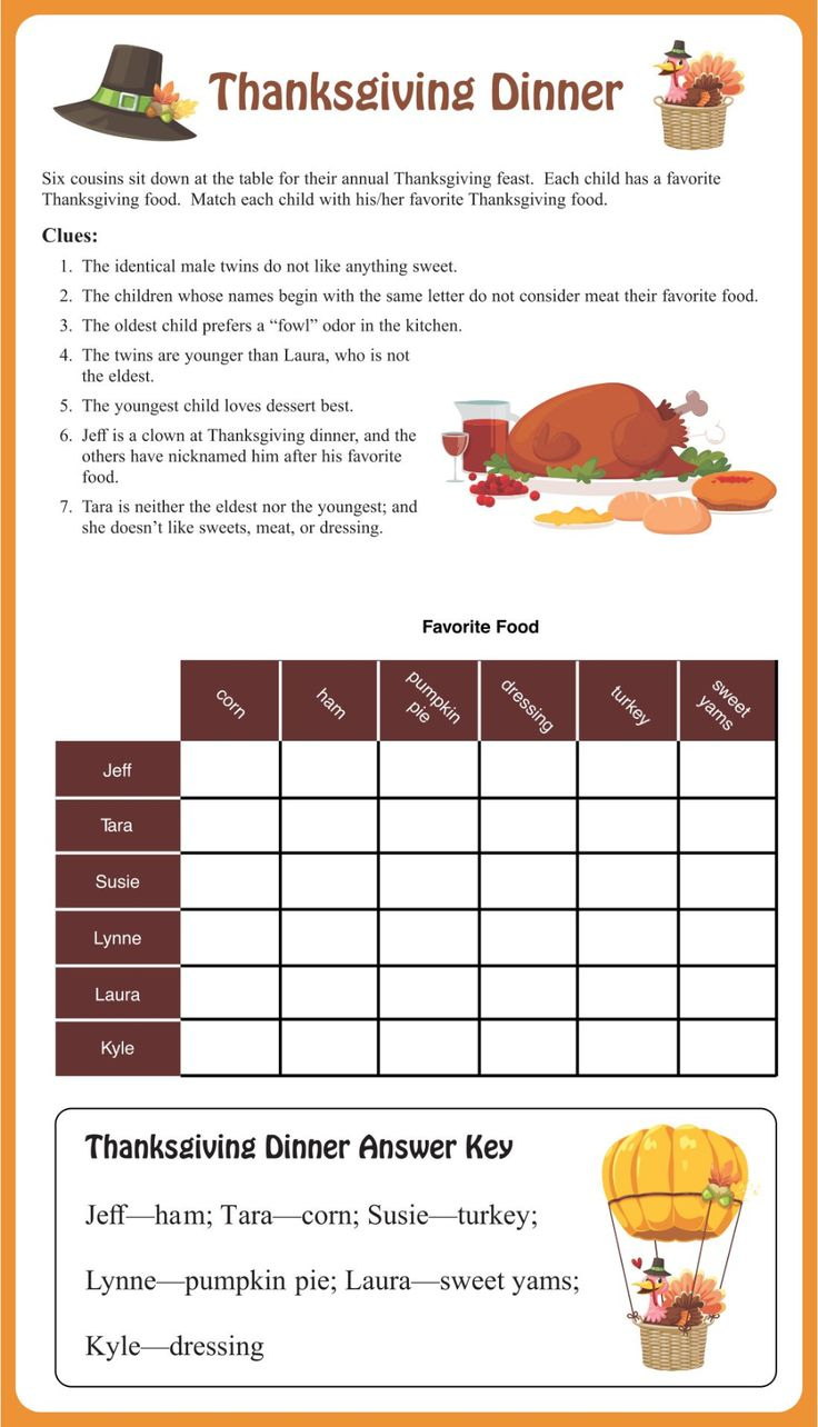 Thanksgiving Brain Teasers - 14 Free Pdf Printables | Printablee intended for Free Printable Thanksgiving Logic Puzzles
