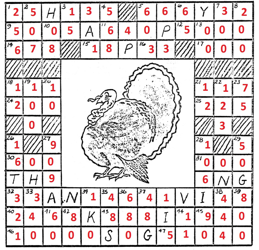 Thanksgiving Cross Number Puzzle intended for Thanksgiving Number Puzzle